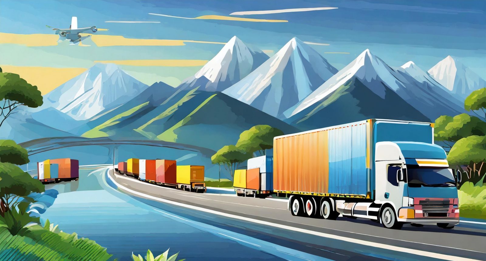 Đội xe tải và kho hàng của NewTransport Logistics